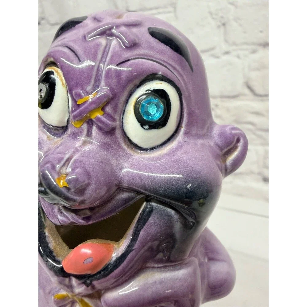 Vtg Kreiss Psycho Ceramics Purple Monster Figurine My Operation Stitches Kitschy